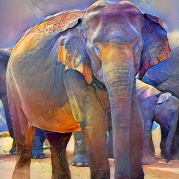 Artes digitais intitulada "Elephant" por Alpha Zero, Obras de arte originais, Pintura digital