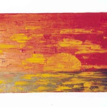 Painting titled "Atlantic  Sunset" by Alphonse Mpeke, Original Artwork, Oil