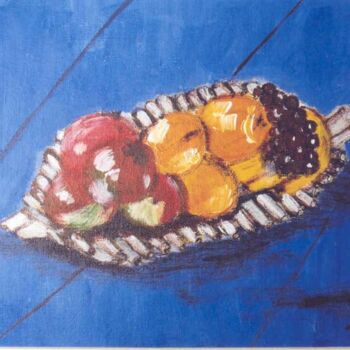 Painting titled "Fruits" by Alphonse Mpeke, Original Artwork, Oil