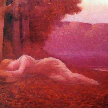 Painting titled "Nymphe endormie" by Alphonse Osbert, Original Artwork, Oil