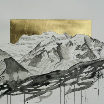 "Grand Combin" başlıklı Tablo Ludovic Perrenoud tarafından, Orijinal sanat, Mürekkep