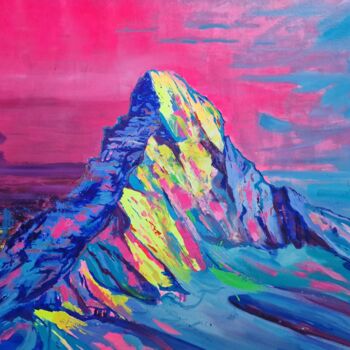 Malerei mit dem Titel "Cervin Matterhorn d…" von Ludovic Perrenoud, Original-Kunstwerk, Öl Auf Keilrahmen aus Holz montiert