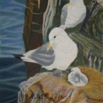 Drawing titled "Mouettes" by Jean-Marc Alric, Original Artwork, Pastel