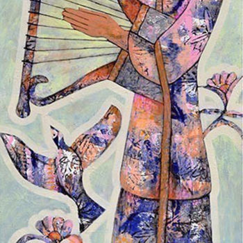 Painting titled "Syrian Mythology 3-3" by Nabeel Alsamman, Original Artwork, Acrylic