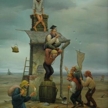 Malerei mit dem Titel "Днем с огнем" von Anatolii Kozelskii, Original-Kunstwerk, Andere