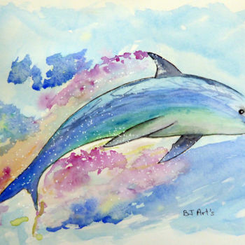 Painting titled "Dauphin" by Althea, Original Artwork, Watercolor