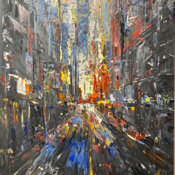 Pintura intitulada "CITY LIGHTS 2, ABST…" por Altin Furxhi, Obras de arte originais, Acrílico