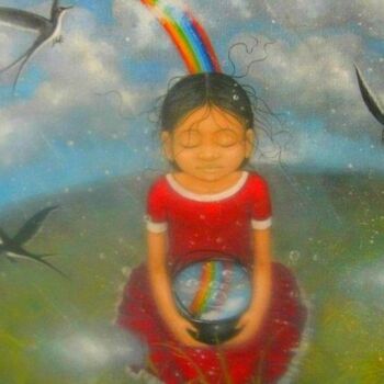 Peinture intitulée "Catch the rainbow" par Alu, Œuvre d'art originale, Acrylique