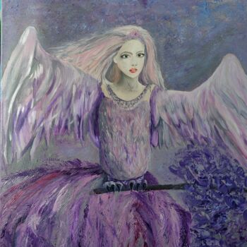 Schilderij getiteld "Gamayun.Bird- girl." door Irina Avlasenko, Origineel Kunstwerk, Olie