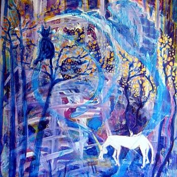 Malerei mit dem Titel "Mystic Forest" von Ariane Lumen, Original-Kunstwerk