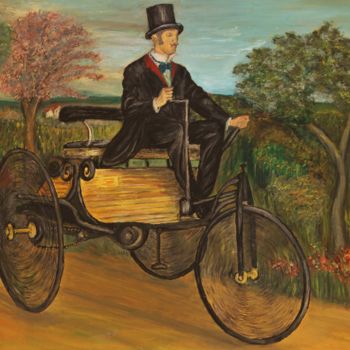 Pintura intitulada "Benz Patent-Motorwa…" por W.H.H., Obras de arte originais, Óleo