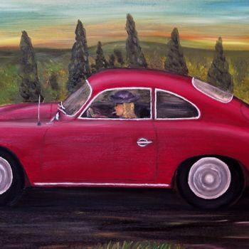 Malerei mit dem Titel "Porsche Coupe 356 i…" von W.H.H., Original-Kunstwerk, Öl