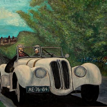 Painting titled "BMW 328 in Naturlan…" by W.H.H., Original Artwork, Oil