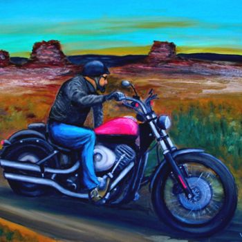 Painting titled "Harley Davidson Aus…" by W.H.H., Original Artwork, Oil