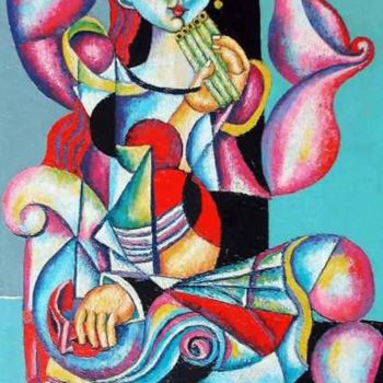 Картина под названием "La flauta magica" - Fernando Alvarez Alonso, Подлинное произведение искусства, Масло