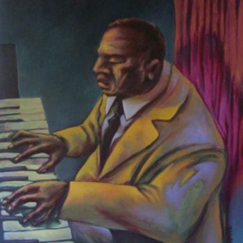 Painting titled "Bluesman" by Emiliano Villani, Original Artwork, Oil