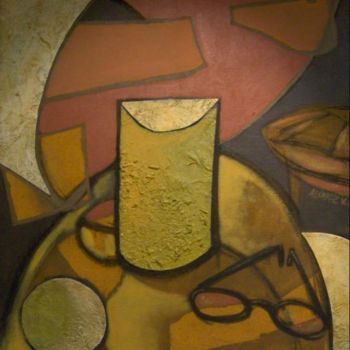 Painting titled ""Bodegón con gafas…" by Emiliano Villani, Original Artwork