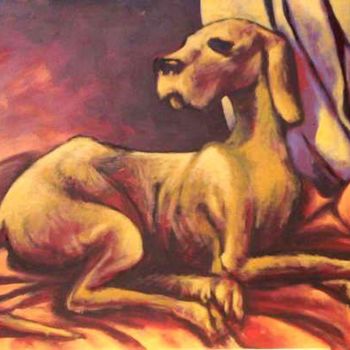 Pittura intitolato ""El perro"" da Emiliano Villani, Opera d'arte originale