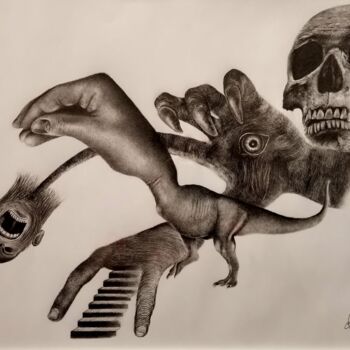 Tekening getiteld "La muerte y el mund…" door Álvaro Urbanos Jiménez, Origineel Kunstwerk, Potlood