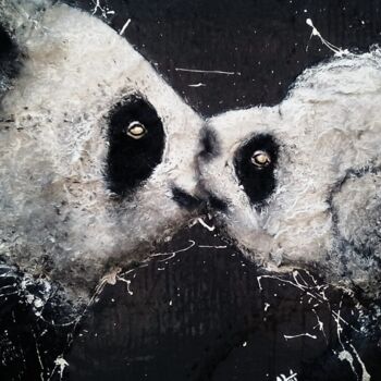 Painting titled "il bacio dei panda" by Alvise Bon (Alviart), Original Artwork, Acrylic