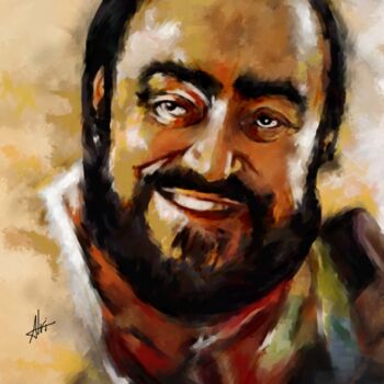Schilderij getiteld "pavarotti" door Alvise Bon (Alviart), Origineel Kunstwerk