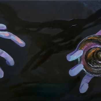 Painting titled "Touch of the univer…" by Alexandra Logunova, Original Artwork, Oil Mounted on Wood Stretcher frame
