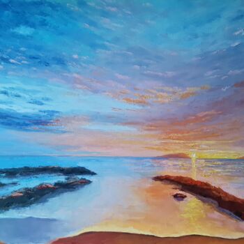 Painting titled "Sonnenuntergang am…" by Alyona Aleksandrovych, Original Artwork, Oil