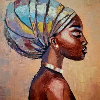 Painting titled "Afrikanisches Mädch…" by Alyona Aleksandrovych, Original Artwork, Oil