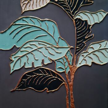 Peinture intitulée "Plant abstract" par Alyona Aleksandrovych, Œuvre d'art originale, Huile