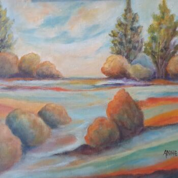 Painting titled "Campagne Charentaise" by Anne - Marie Menenteau, Original Artwork, Acrylic