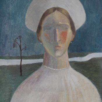 Peinture intitulée "Девушка в венце" par Ira Rybakova, Œuvre d'art originale, Huile