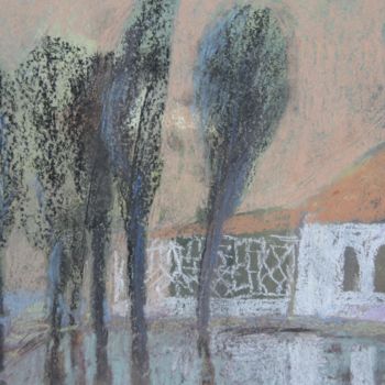 Dessin intitulée "Дом у озера / The l…" par Ira Rybakova, Œuvre d'art originale, Pastel