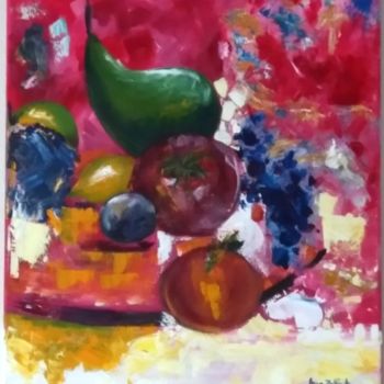 Painting titled "Frutas em Cascata" by Ana Zuzarte, Original Artwork, Acrylic