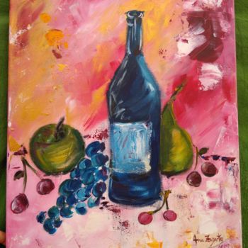 Painting titled "O vinho e os frutos" by Ana Zuzarte, Original Artwork, Acrylic