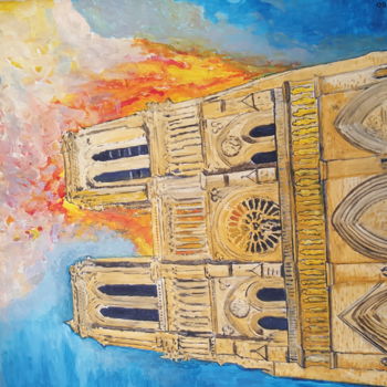 Painting titled "Notre dame avril 20…" by Amadéo, Original Artwork, Acrylic
