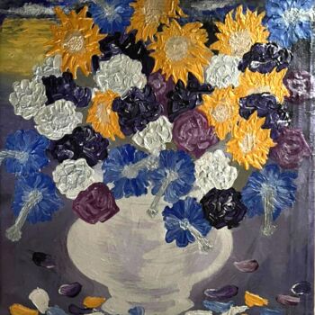 Painting titled "Flowers in my dream…" by Amadou Cisse, Original Artwork, Acrylic