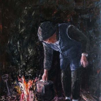 Painting titled "Panela ao lume" by A.Magalhães, Original Artwork