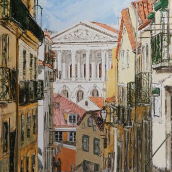 Peinture intitulée "Lisboa - Travessa d…" par A.Magalhães, Œuvre d'art originale