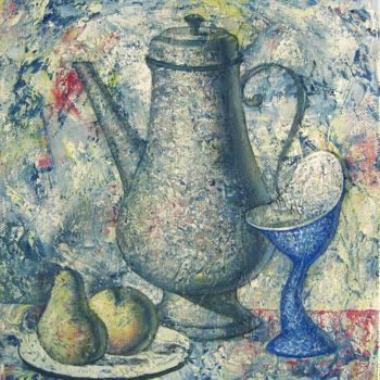 Painting titled "Still-Life with Blu…" by Magomed Amaev, Original Artwork