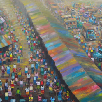 Painting titled "Bussy lorry station…" by Amakai Quaye, Original Artwork