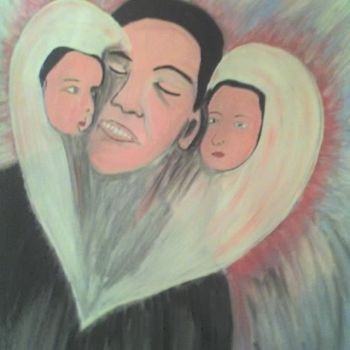 Pintura titulada "pére et jumeaux" por La Marocaine Bensaid, Obra de arte original
