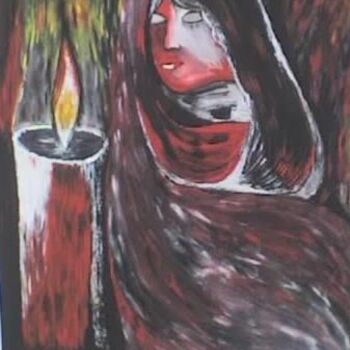 Painting titled "une femme et espoir" by La Marocaine Bensaid, Original Artwork