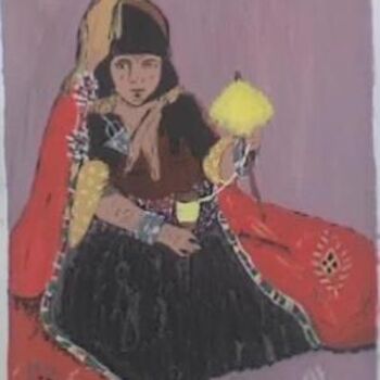 Peinture intitulée "femme berbere" par La Marocaine Bensaid, Œuvre d'art originale