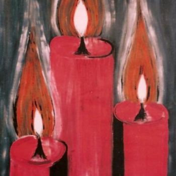 Malerei mit dem Titel "bougies_rouges" von La Marocaine Bensaid, Original-Kunstwerk