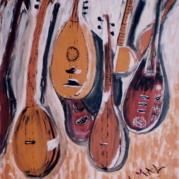 Pittura intitolato "instruments de musi…" da La Marocaine Bensaid, Opera d'arte originale