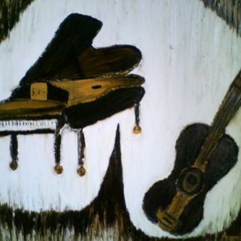 Malerei mit dem Titel "piano-guitare" von La Marocaine Bensaid, Original-Kunstwerk