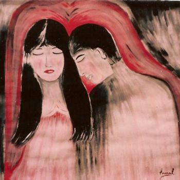 Painting titled "etat de tendresse" by La Marocaine Bensaid, Original Artwork