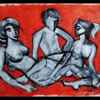 Peinture intitulée "Nude Model" par Aman Kumar, Œuvre d'art originale, Acrylique