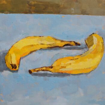 Peinture intitulée "Bananas" par Amanda Cutlack, Œuvre d'art originale, Huile Monté sur Panneau de bois