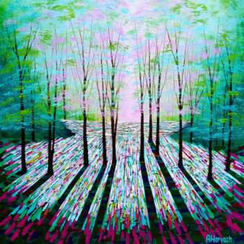 Картина под названием "Serendipity Glade" - Amanda Horvath, Подлинное произведение искусства, Акрил Установлен на Деревянная…